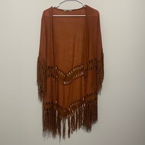 Gimmicks by BKE Fringe Cardigan Size Large